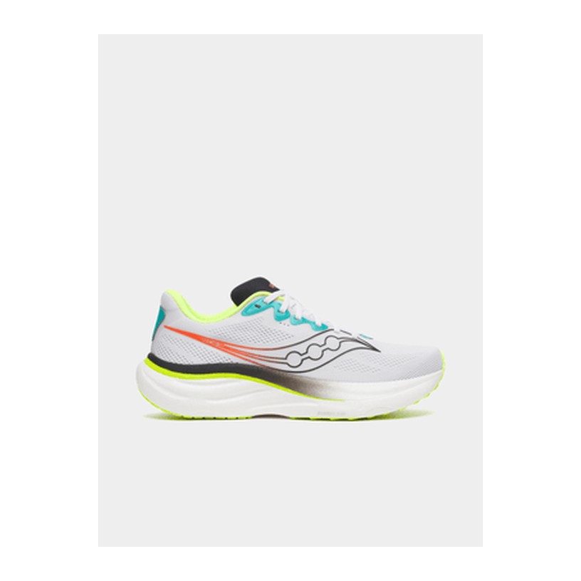Saucony Mens Ride 19 White/Citron Running Shoes